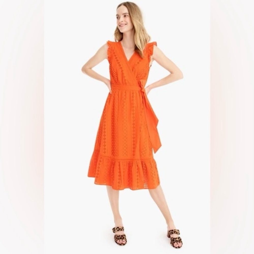 J. Crew All Over Eyelet Wrap Midi Dress